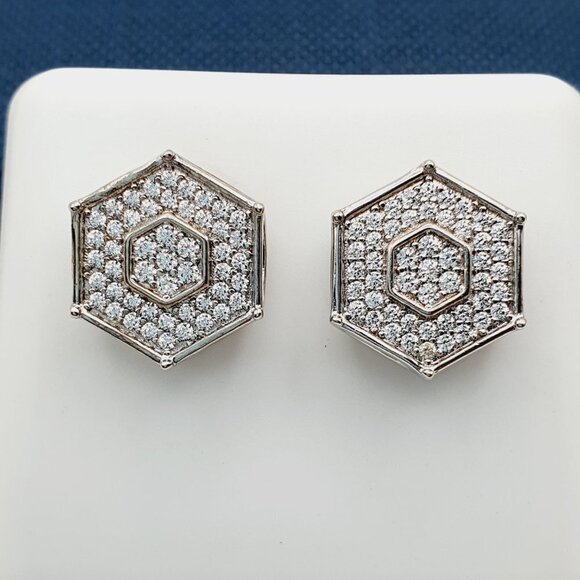 "925 Sterling Silver Plated CZ Earrings, EVBRS445 - Picture 1 of 9